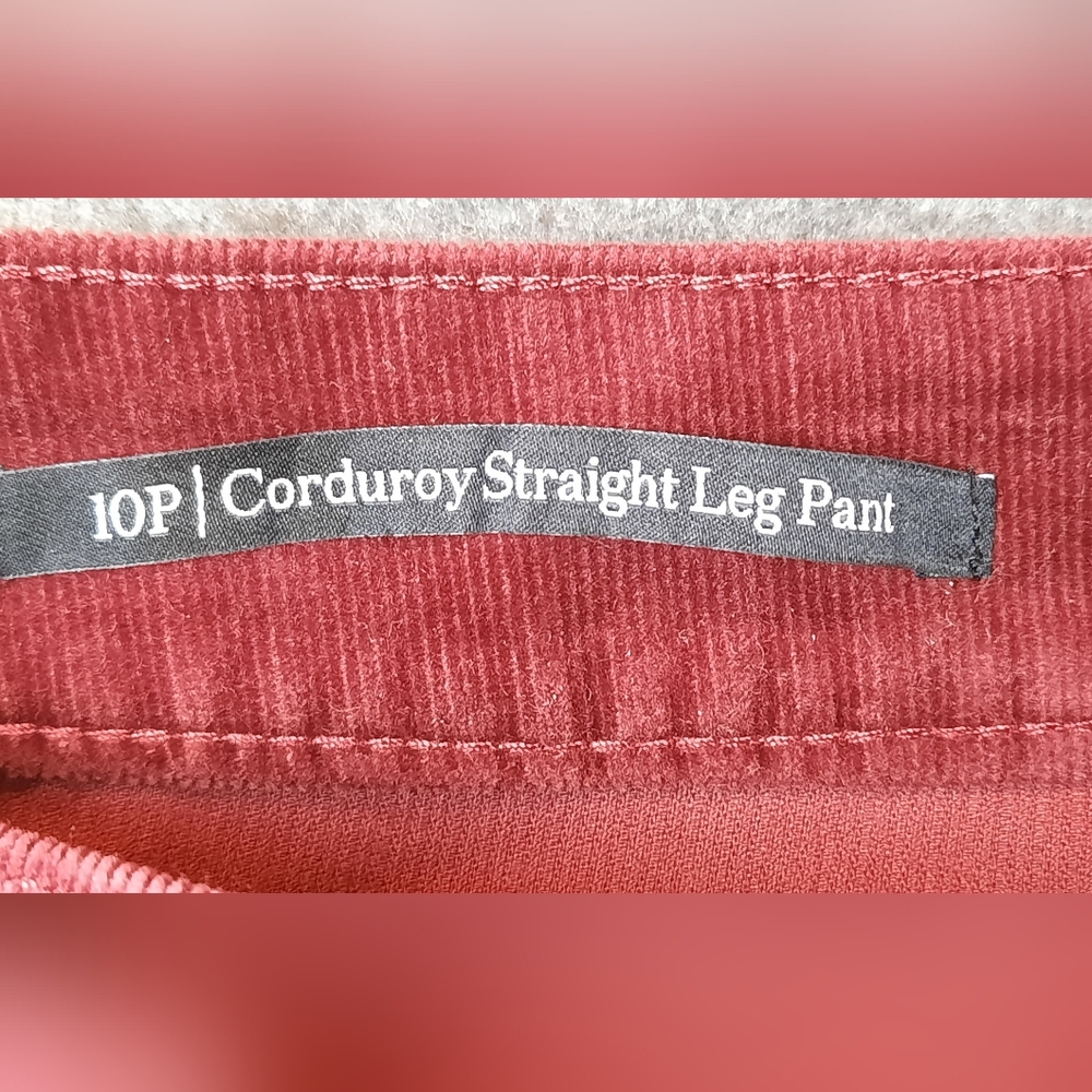 Talbots Pants Womans 10P Red Burgundy Corduroy Straight Leg Classic Workwear - Picture 11 of 13
